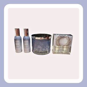 MAHOGANY TEAKWOOD 5-PIECE CANDLE AND AIR FRESHENER SET BY BATH AND BODY WORKS